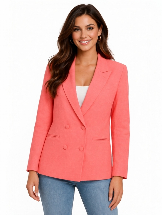 Steve Madden Women's Spring Rose Linen Double Breasted Baldwin Blazer Me… - Picture 3 of 11